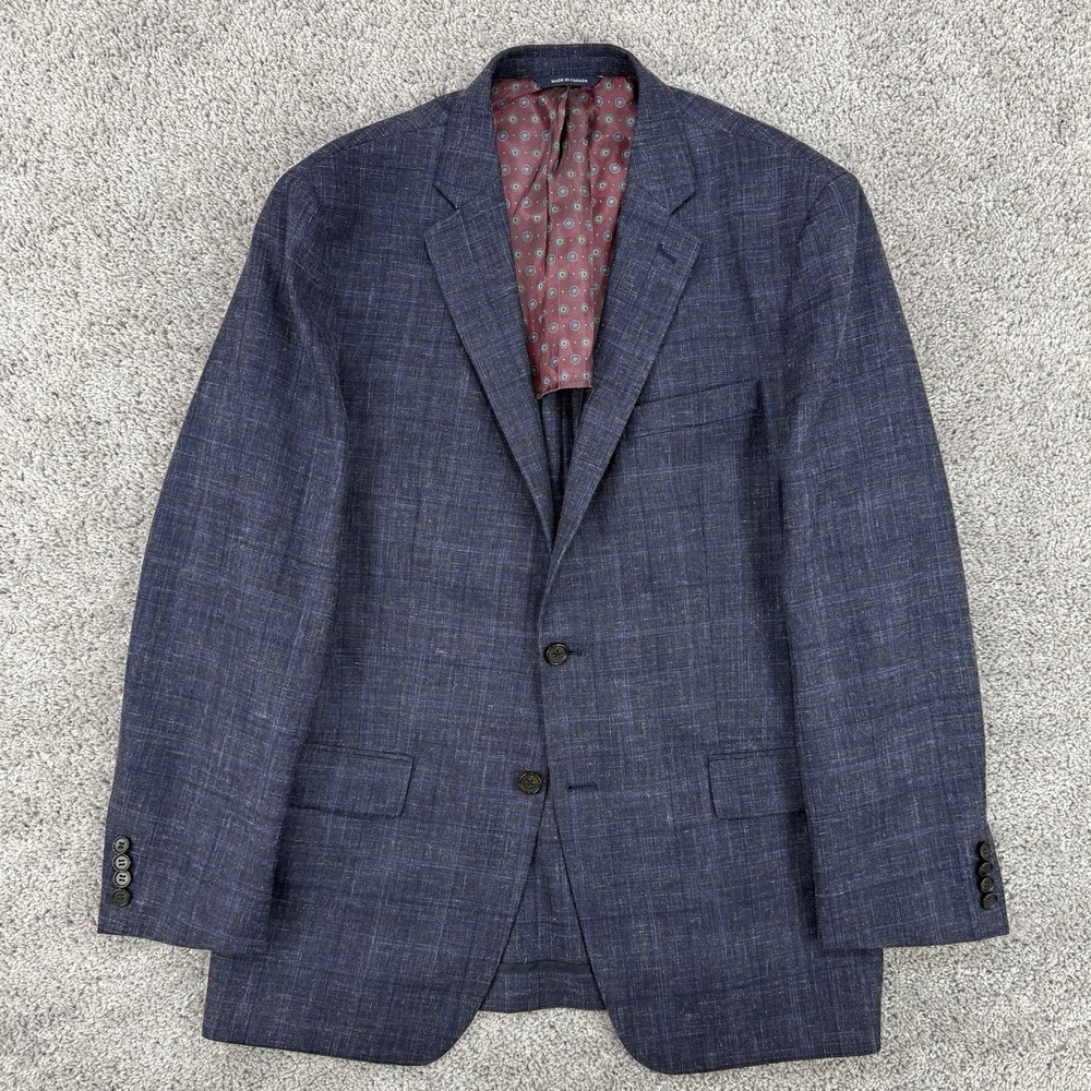Ralph Ralph Lauren Blazer Men's 42R Navy Plaid Wool Silk Linen Unstructured